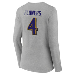 Zay Flowers Baltimore Ravens Women's Icon Player Name & Number Long Sleeve V-Neck T-Shirt - Gray - NFL