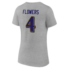 Zay Flowers Baltimore Ravens Women's Icon Player Name & Number V-Neck T-Shirt - Gray - NFL