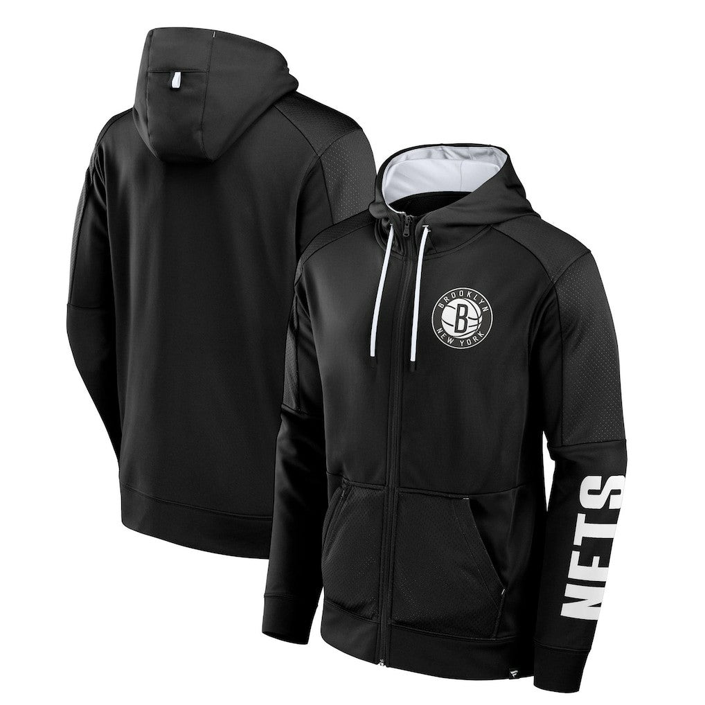 Fanatics Brooklyn Nets Baller Defender Performance Full-Zip Hoodie Black