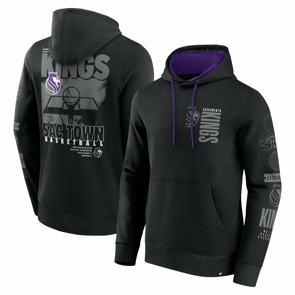 Fanatics Sacramento Kings Game Time Crossover Pullover Hoodie Black