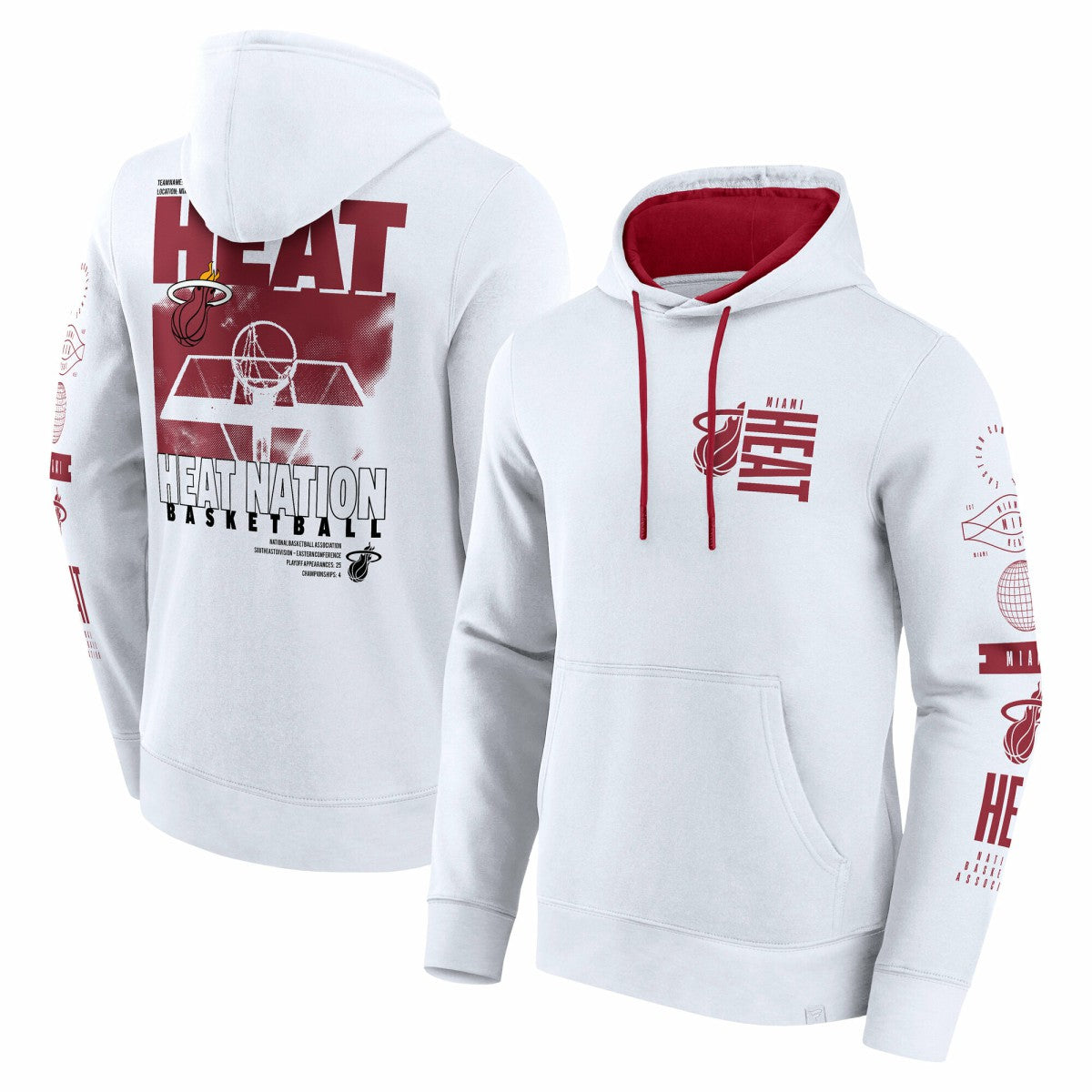 Fanatics Miami Heat Game Time Crossover Pullover Hoodie White