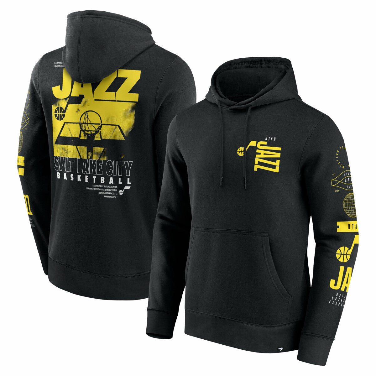 Fanatics Utah Jazz Game Time Crossover Pullover Hoodie Black