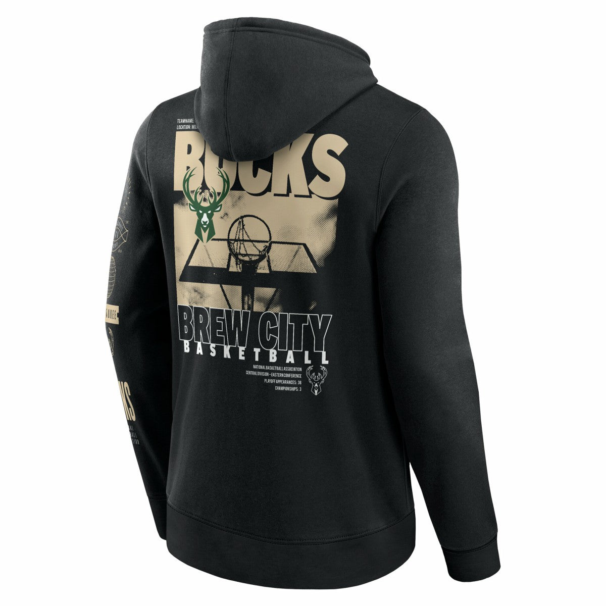 Fanatics Milwaukee Bucks Game Time Crossover Pullover Hoodie Black