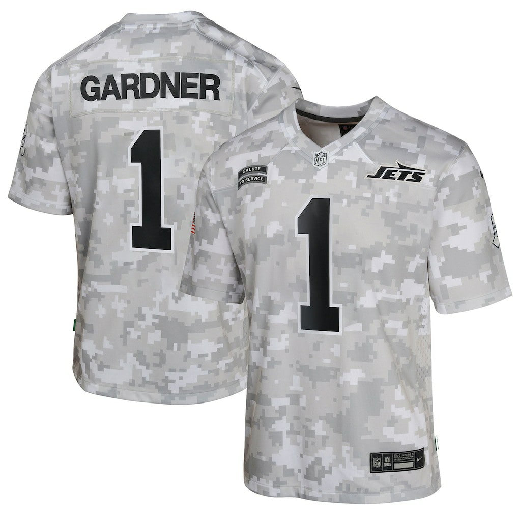 Sauce Gardner New York Jets Youth 2024 Salute to Service Game Jersey - Arctic Camo - Nike