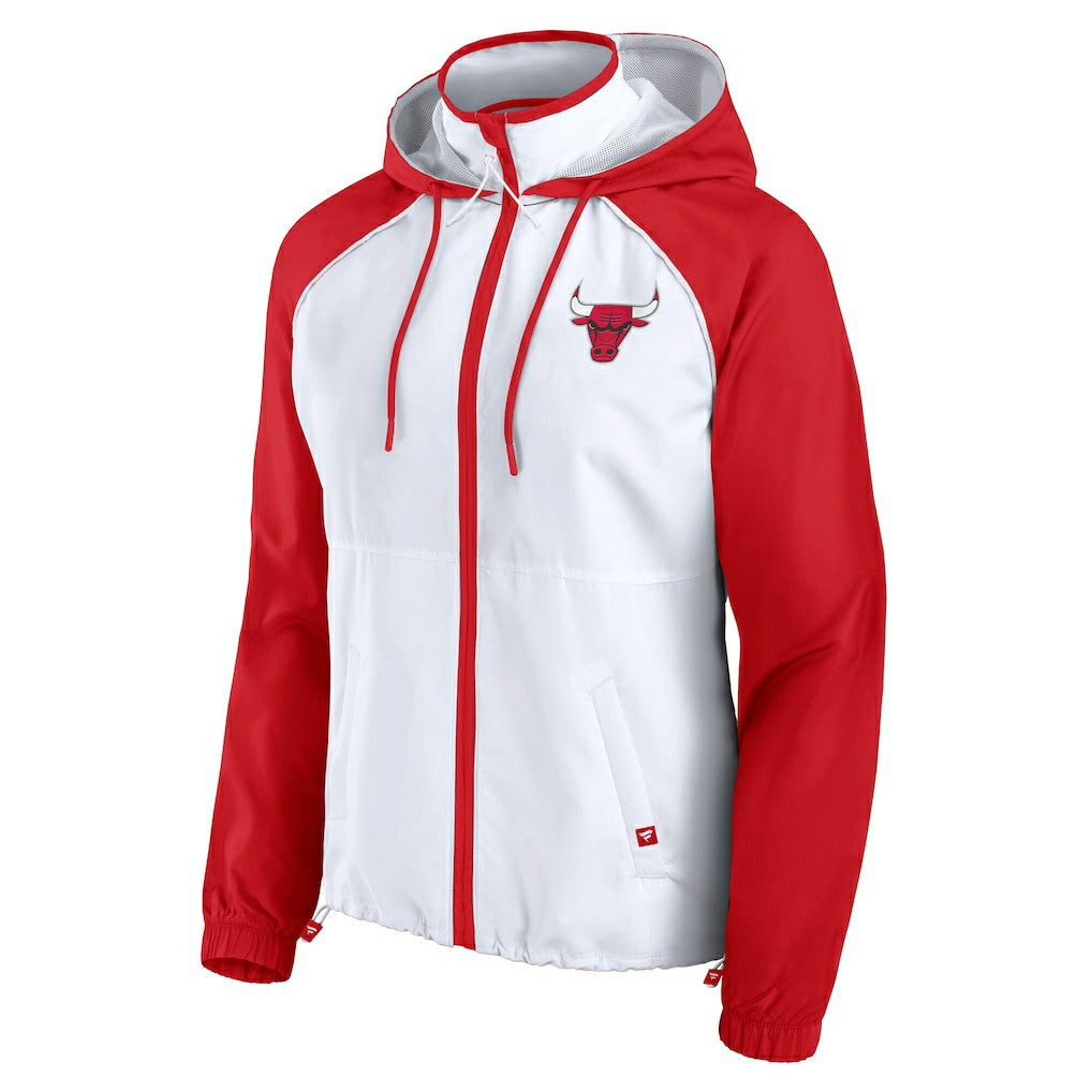 Fanatics Chicago Bulls Women's Anorak Raglan Full-Zip Hoodie Jacket White/Red