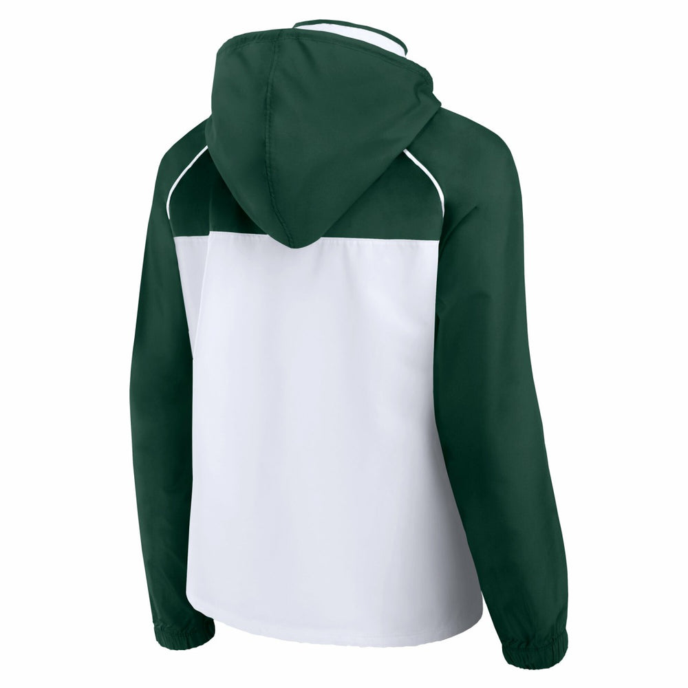 Fanatics Milwaukee Bucks Women's Anorak Raglan Full-Zip Hoodie Jacket White/Hunter Green