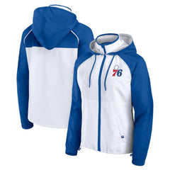 Fanatics Philadelphia 76ers Women's Anorak Raglan Full-Zip Hoodie Jacket White/Royal