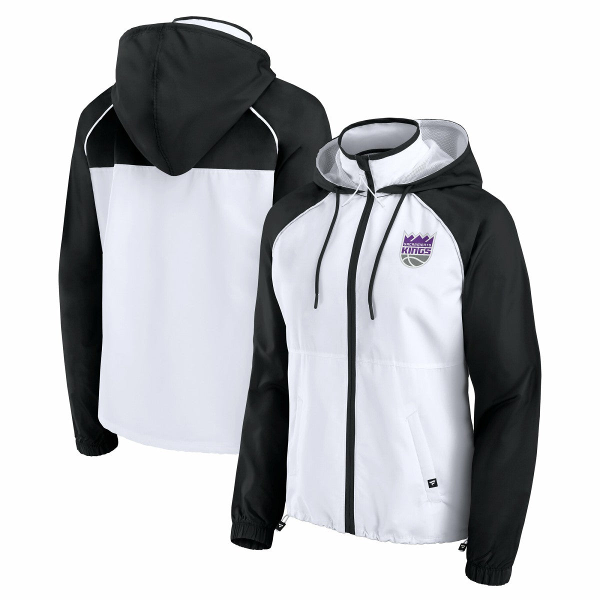 Fanatics Sacramento Kings Women's Anorak Raglan Full-Zip Hoodie Jacket White/Black