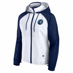 Fanatics Minnesota Timberwolves Women's Anorak Raglan Full-Zip Hoodie Jacket White/Navy