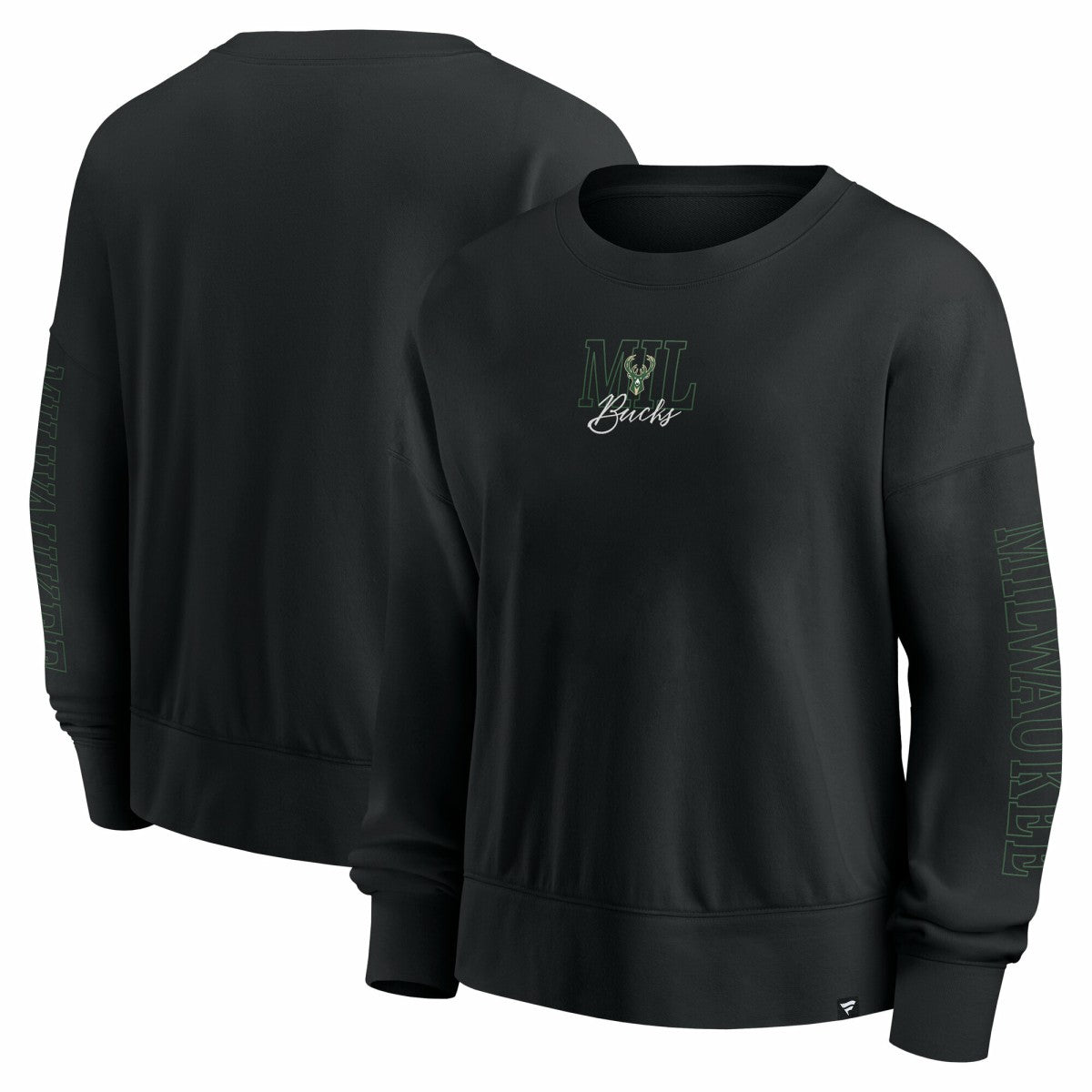 Fanatics Milwaukee Bucks Women's Oversized Game Day Pullover Sweatshirt Black
