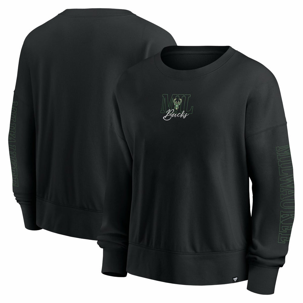 Fanatics Milwaukee Bucks Women's Oversized Game Day Pullover Sweatshirt Black