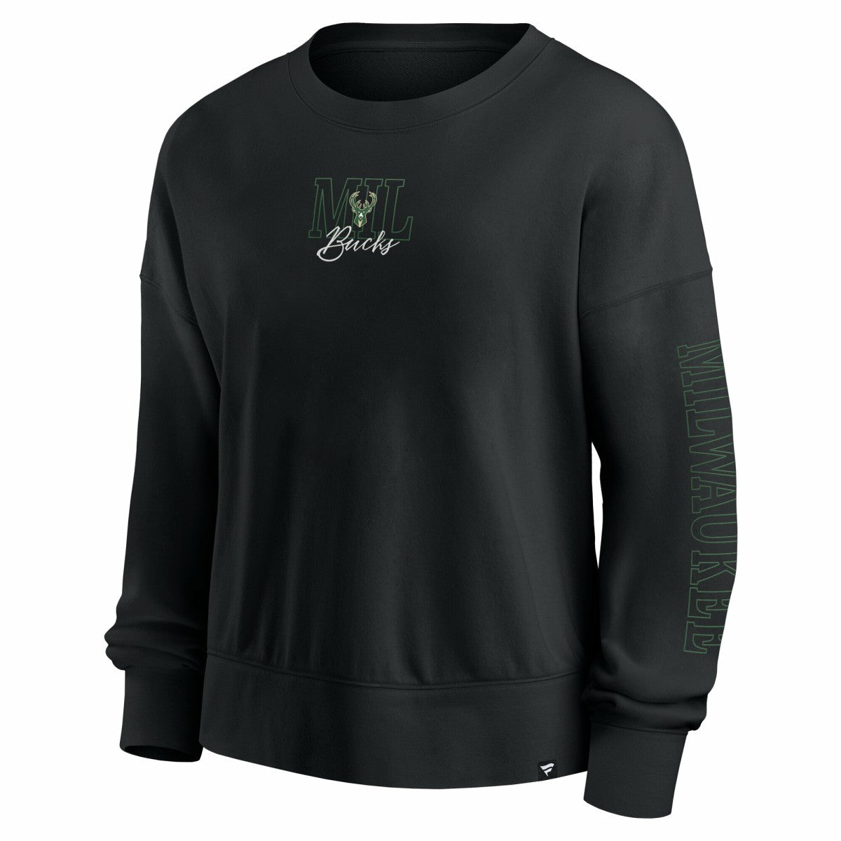 Fanatics Milwaukee Bucks Women's Oversized Game Day Pullover Sweatshirt Black