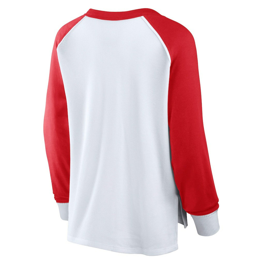 Fanatics Chicago Bulls Women's Open Lane Waffle Long Sleeve V-Neck T-Shirt White