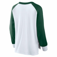 Fanatics Milwaukee Bucks Women's Open Lane Waffle Long Sleeve V-Neck T-Shirt White