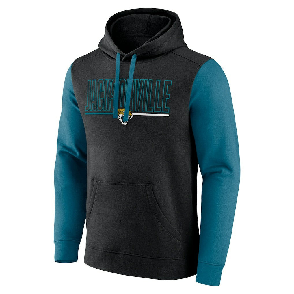 Jacksonville Jaguars Outline Pullover Hoodie - Black/Teal - Fanatics