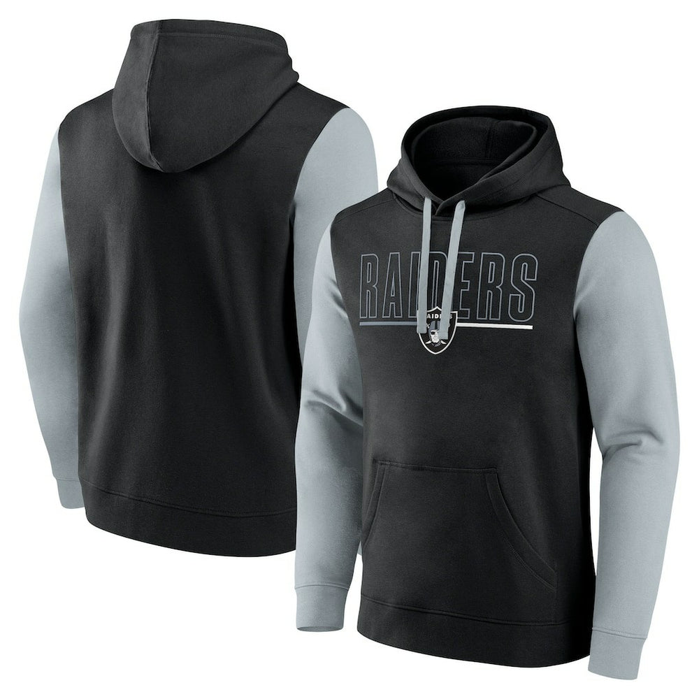 Las Vegas Raiders Outline Pullover Hoodie - Black/Silver - Fanatics