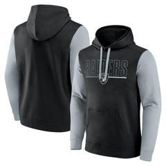 Las Vegas Raiders Outline Pullover Hoodie - Black/Silver - Fanatics
