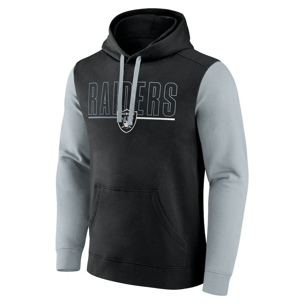 Las Vegas Raiders Outline Pullover Hoodie - Black/Silver - Fanatics