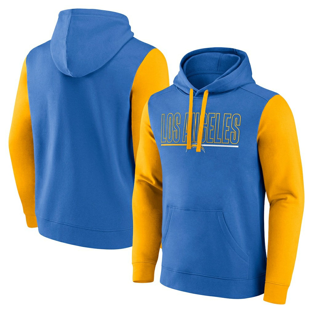 Los Angeles Chargers Outline Pullover Hoodie - Powder Blue/Gold - Fanatics