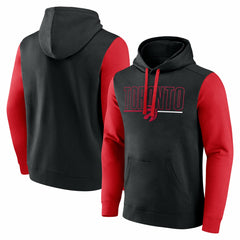 Toronto Raptors Logo Athletic Outline Colorblock Pullover Hoodie Black