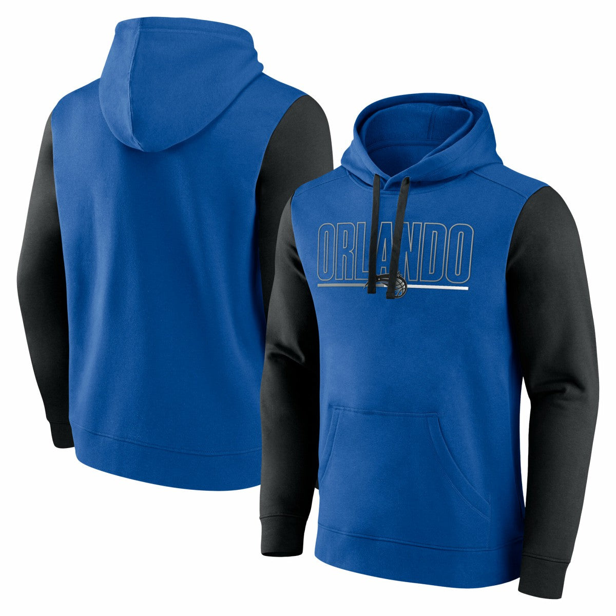 Orlando Magic Logo Athletic Outline Colorblock Pullover Hoodie Blue