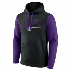 Sacramento Kings Logo Athletic Outline Colorblock Pullover Hoodie Black