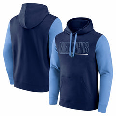 Memphis Grizzlies Logo Athletic Outline Colorblock Pullover Hoodie Navy