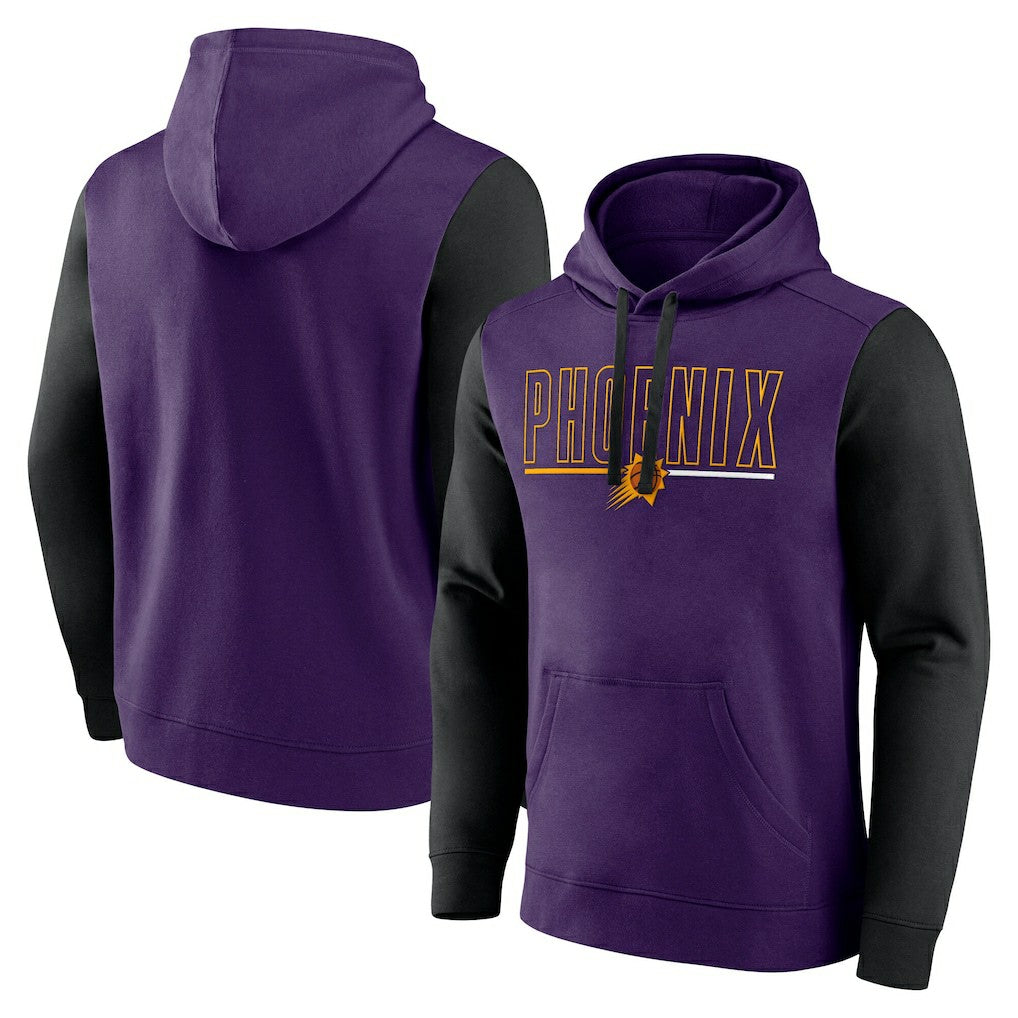 Phoenix Suns Logo Athletic Outline Colorblock Pullover Hoodie Purple