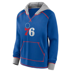 Philadelphia 76ers Logo Athletic Women's Boom Pullover Hoodie Royal