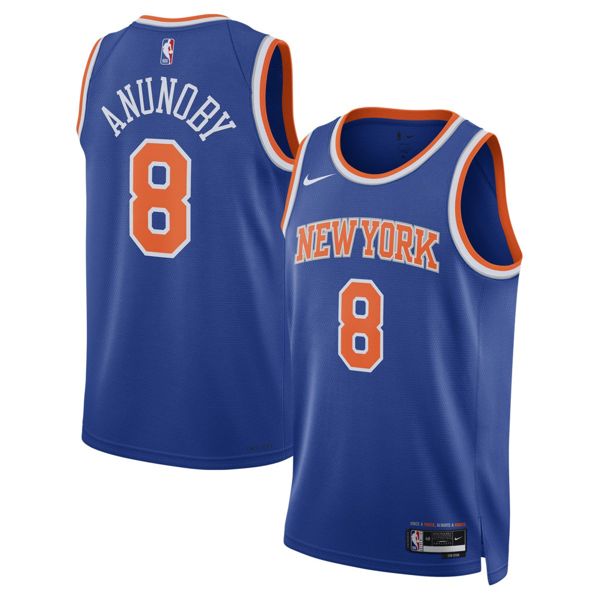 Nike OG Anunoby New York Knicks Unisex Swingman Jersey Icon Edition Blue