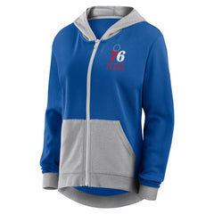 Philadelphia 76ers Logo Athletic Women's Hit It French Terry Full-Zip Hoodie Royal