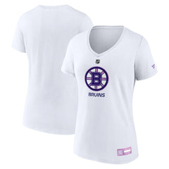 Boston Bruins Fanatics Women's 2024 Hockey Fights Cancer V-Neck T-Shirt - White | Fanatics online