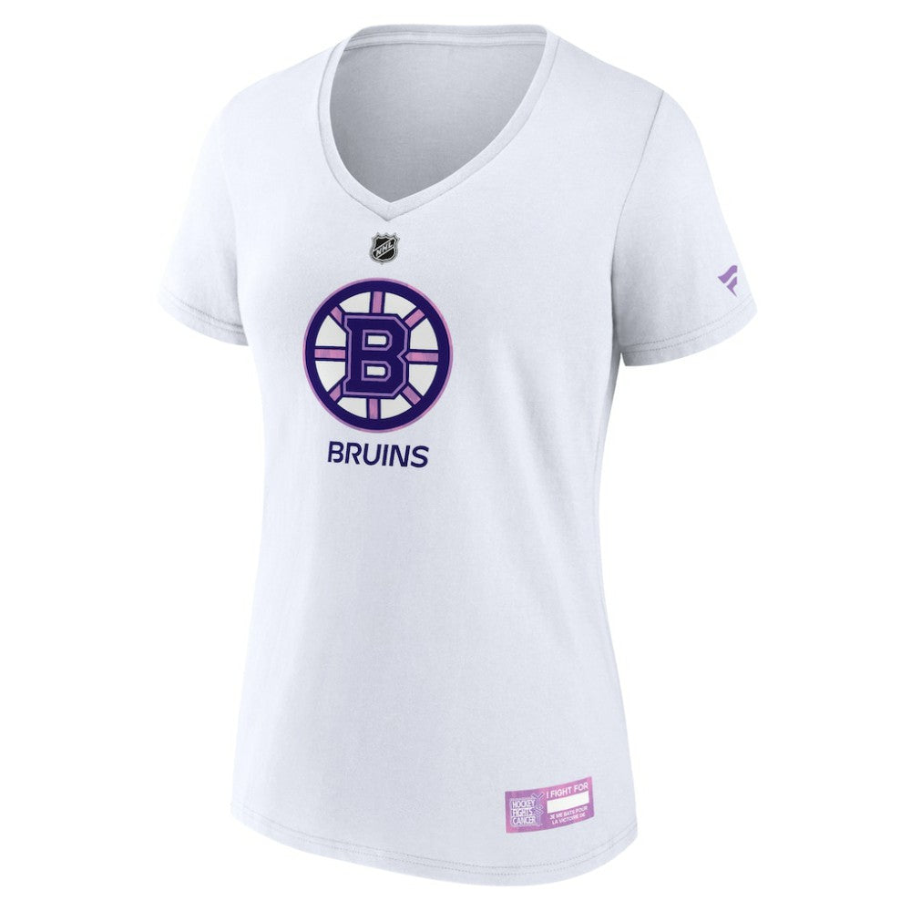Boston Bruins Fanatics Women's 2024 Hockey Fights Cancer V-Neck T-Shirt - White | Fanatics online
