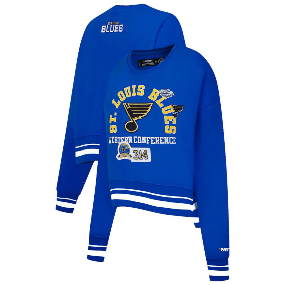 St. Louis Blues Pro Standard Women's Area Code Cropped Pullover Sweatshirt - Blue | NHL discount