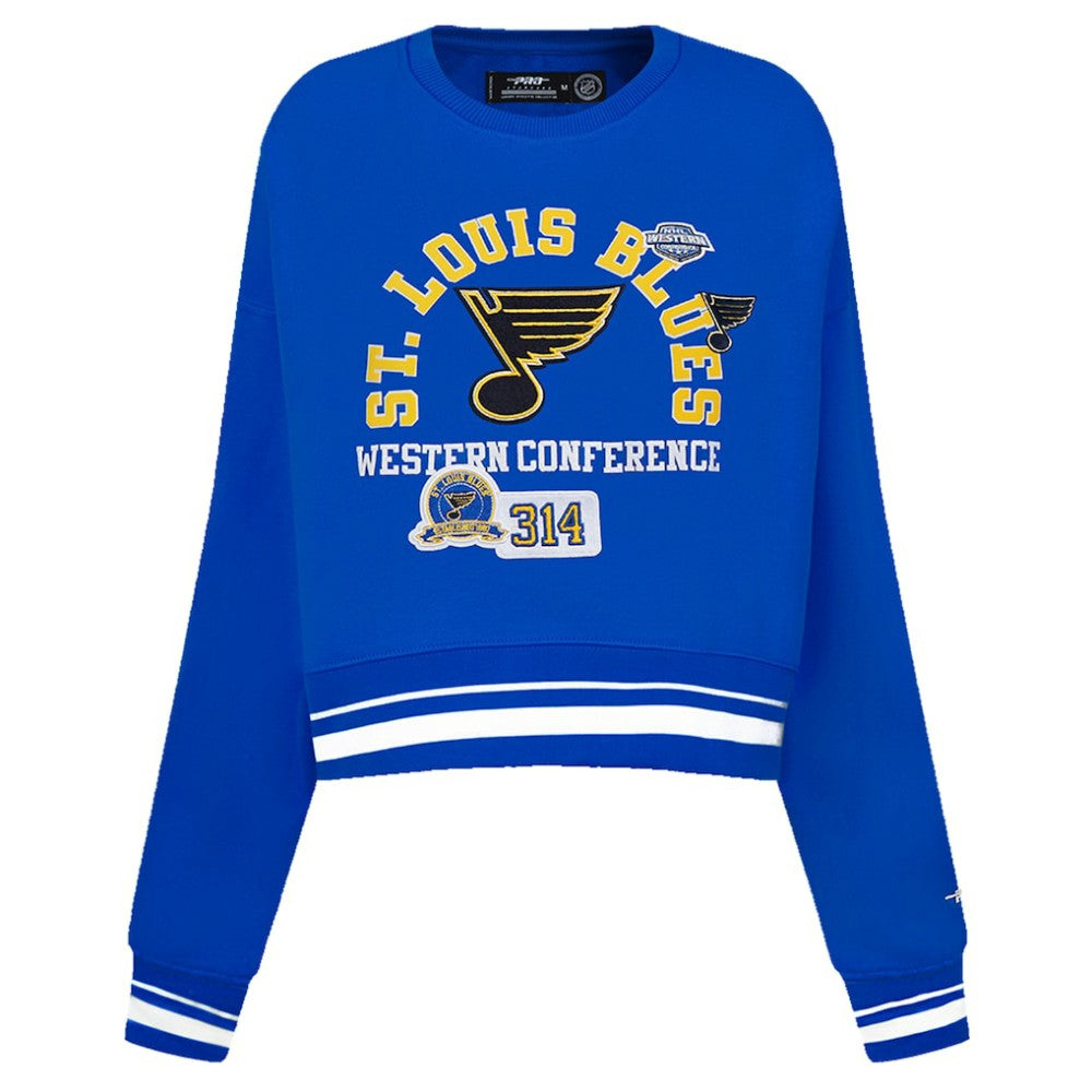 St. Louis Blues Pro Standard Women's Area Code Cropped Pullover Sweatshirt - Blue | NHL discount