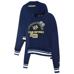 Nashville Predators Pro Standard Women's Area Code Cropped Pullover Sweatshirt - Navy | NHL Lifestyle