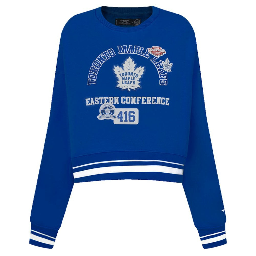 Toronto Maple Leafs Pro Standard Women's Area Code Cropped Pullover Sweatshirt - Blue | NHL online