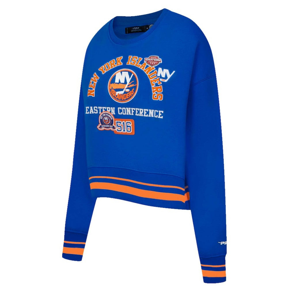 New York Islanders Pro Standard Women's Area Code Cropped Pullover Sweatshirt - Royal | NHL online