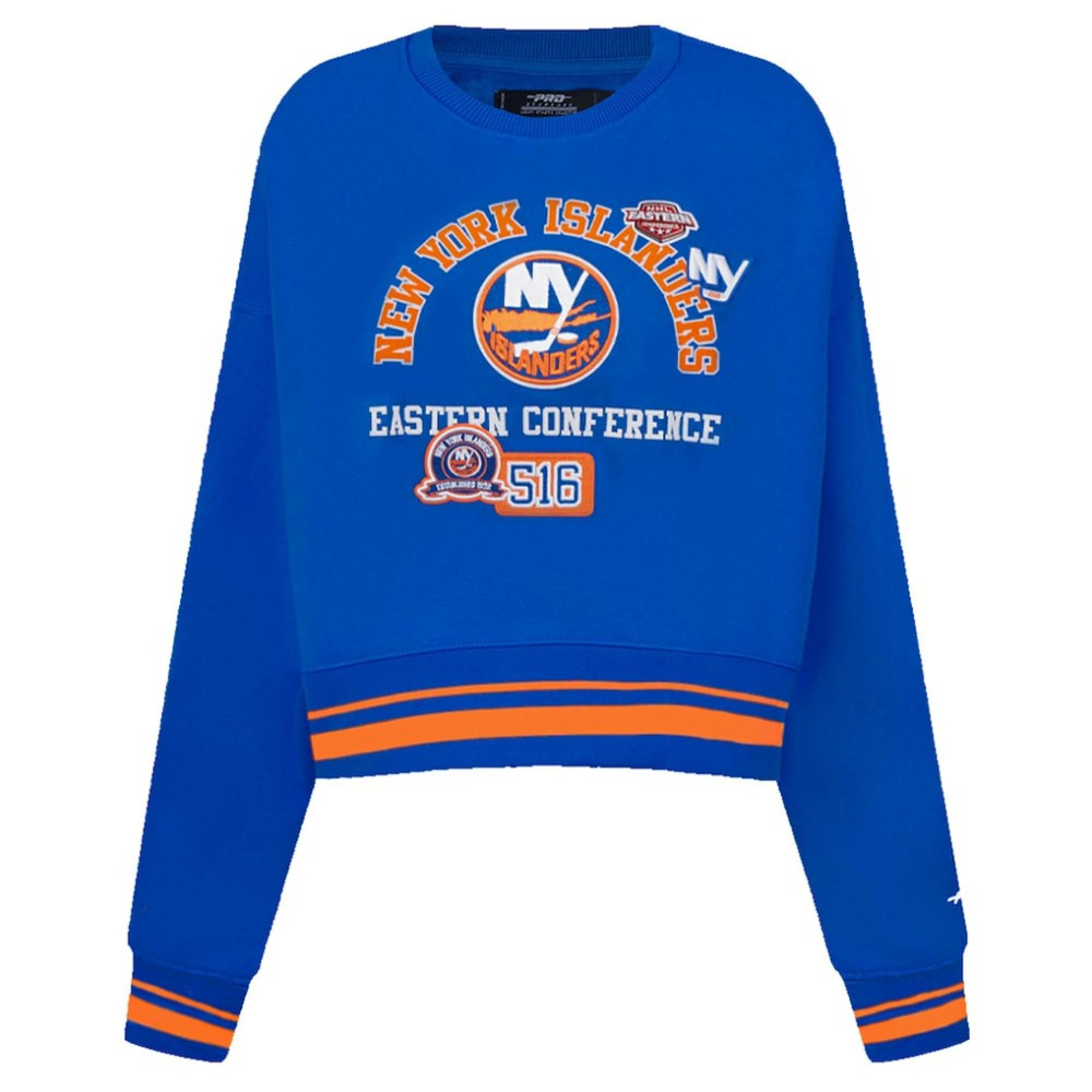 New York Islanders Pro Standard Women's Area Code Cropped Pullover Sweatshirt - Royal | NHL online