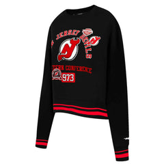 New Jersey Devils Pro Standard Women's Area Code Cropped Pullover Sweatshirt - Black | NHL sale