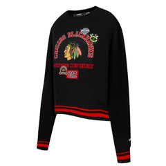 Chicago Blackhawks Pro Standard Women's Area Code Cropped Pullover Sweatshirt - Black | NHL sale