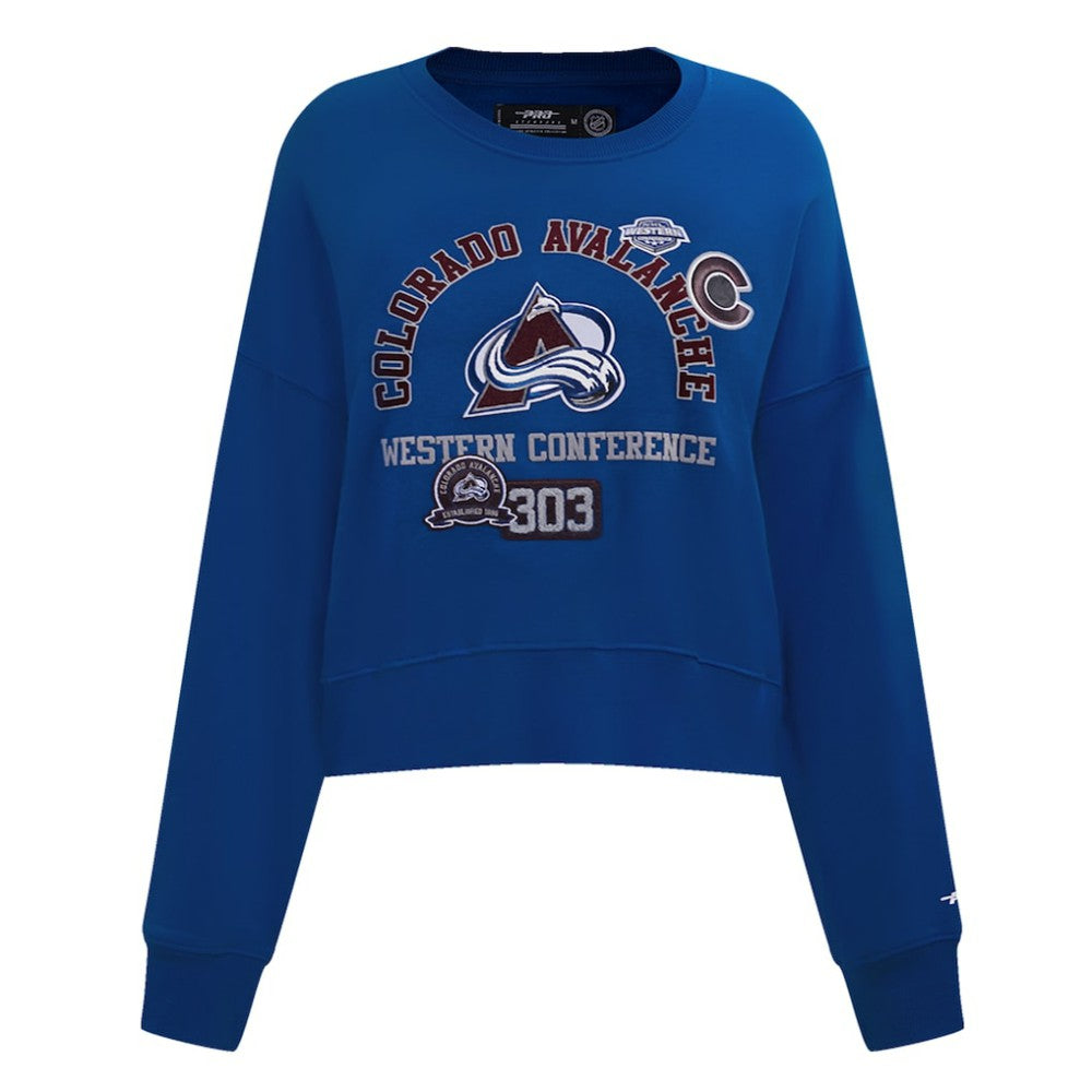Colorado Avalanche Pro Standard Women's Area Code Cropped Pullover Sweatshirt - Blue | NHL Clearance
