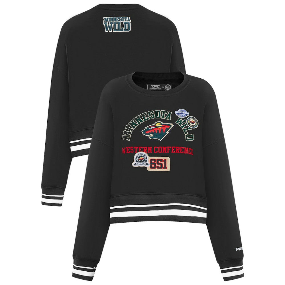 Minnesota Wild Pro Standard Women's Area Code Cropped Pullover Sweatshirt - Black | NHL sale