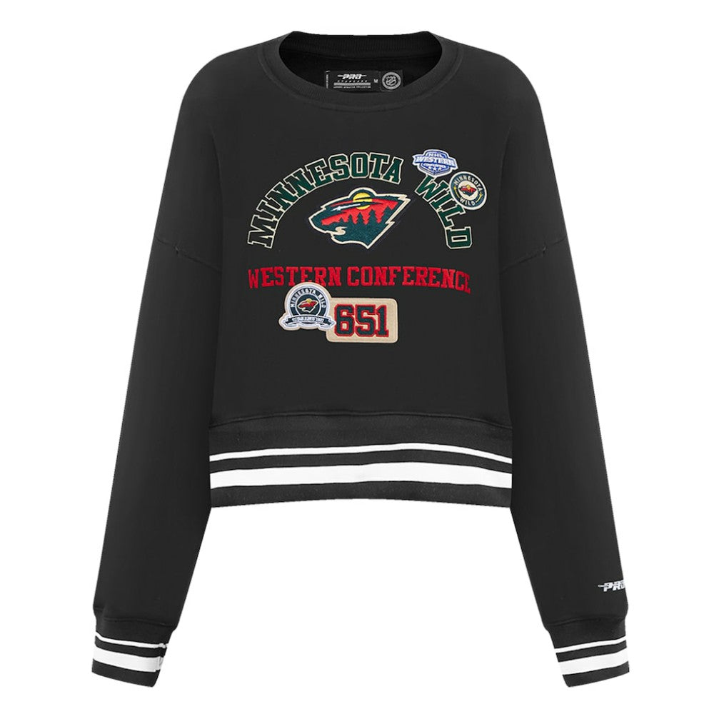 Minnesota Wild Pro Standard Women's Area Code Cropped Pullover Sweatshirt - Black | NHL sale