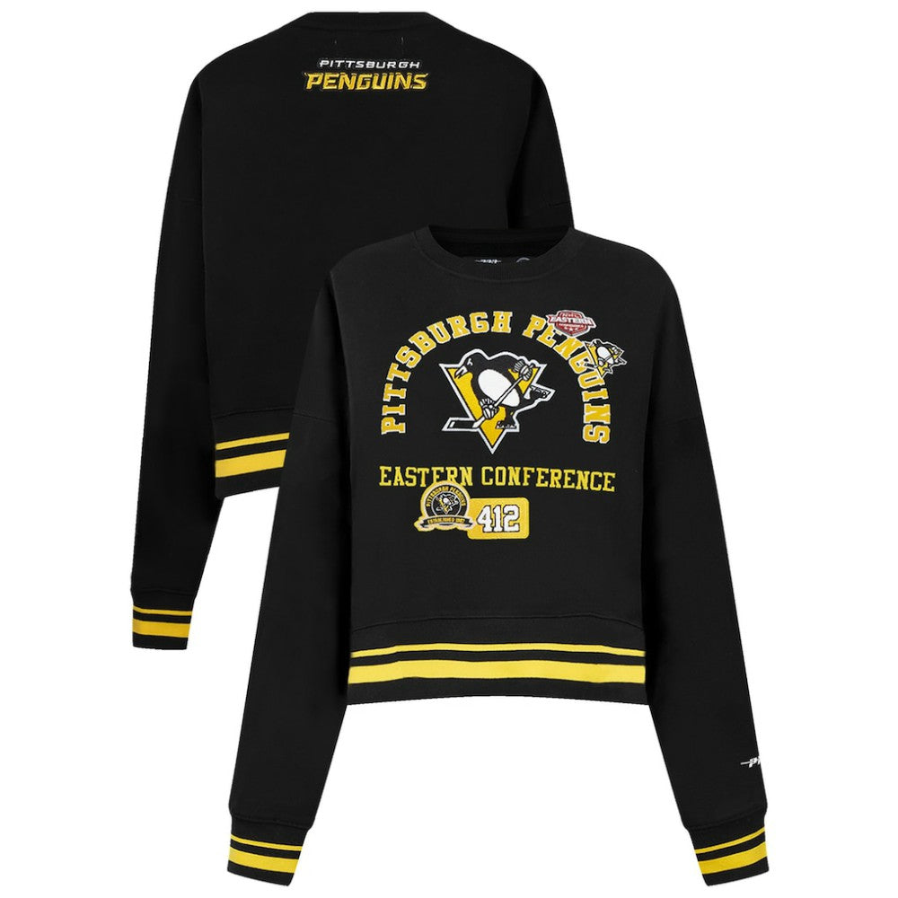 Pittsburgh Penguins Pro Standard Women's Area Code Cropped Pullover Sweatshirt - Black | NHL near me