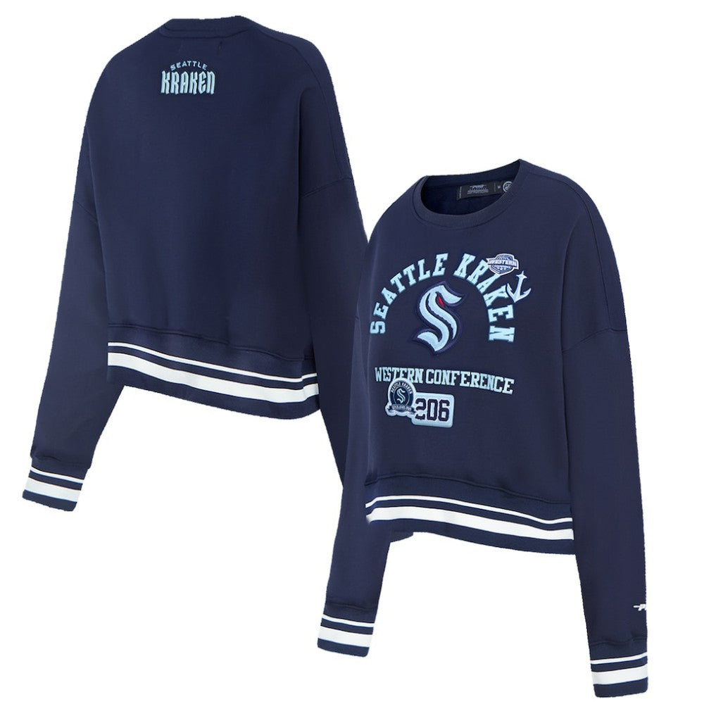 Seattle Kraken Pro Standard Women's Area Code Cropped Pullover Sweatshirt - Deep Sea Blue | NHL on sale