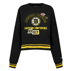 Boston Bruins Pro Standard Women's Area Code Cropped Pullover Sweatshirt - Black | NHL Lifestyle