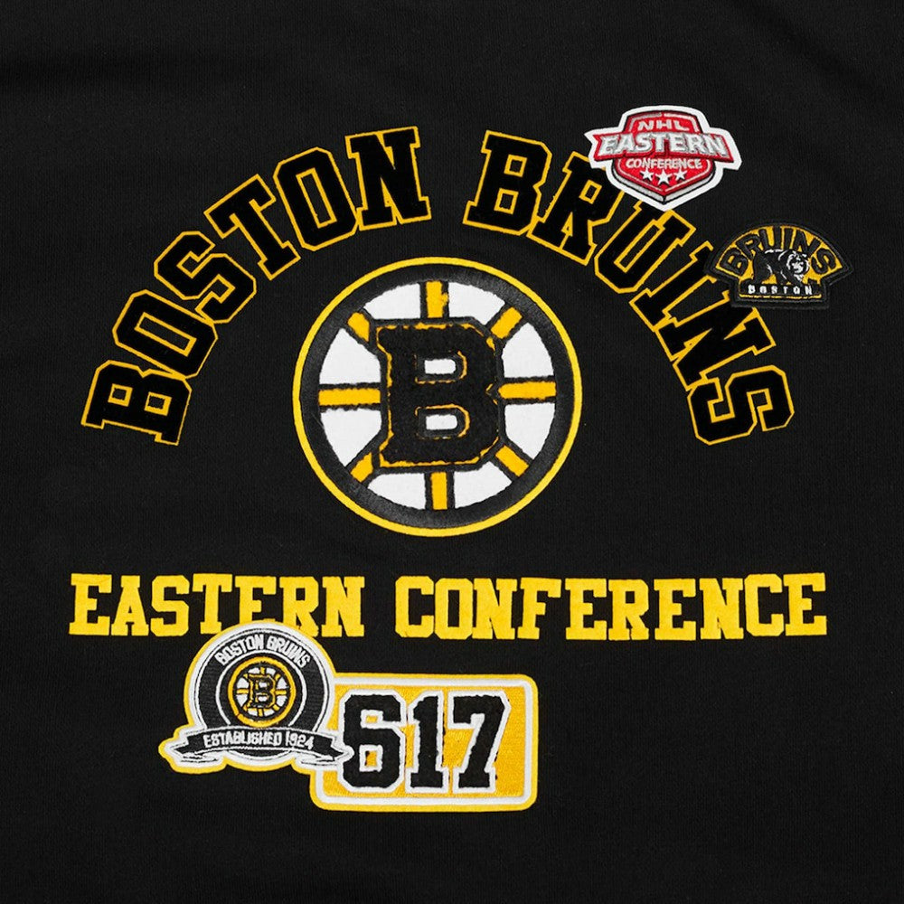 Boston Bruins Pro Standard Women's Area Code Cropped Pullover Sweatshirt - Black | NHL Lifestyle