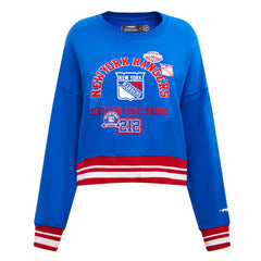 New York Rangers Pro Standard Women's Area Code Cropped Pullover Sweatshirt - Blue | NHL Clearance