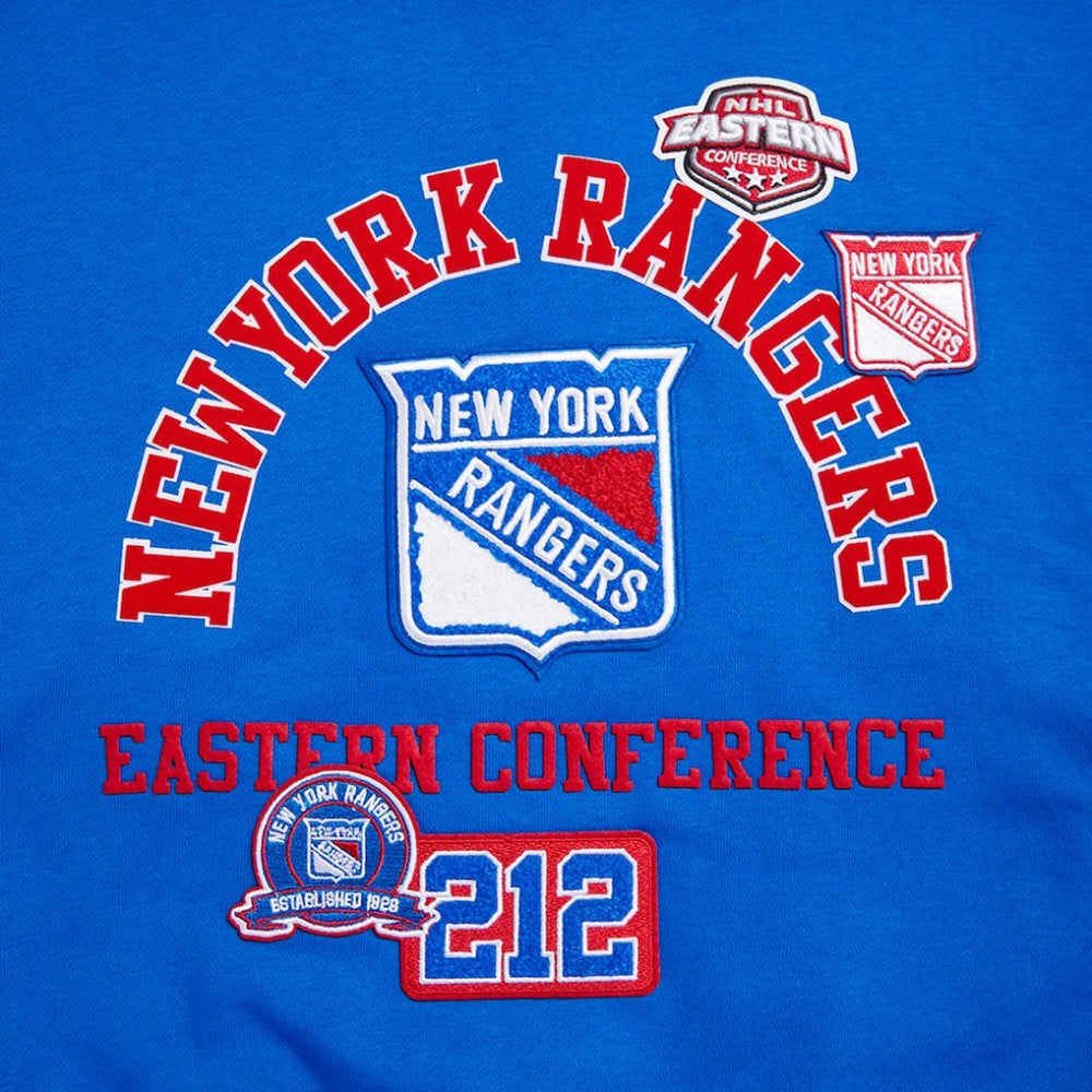 New York Rangers Pro Standard Women's Area Code Cropped Pullover Sweatshirt - Blue | NHL Clearance